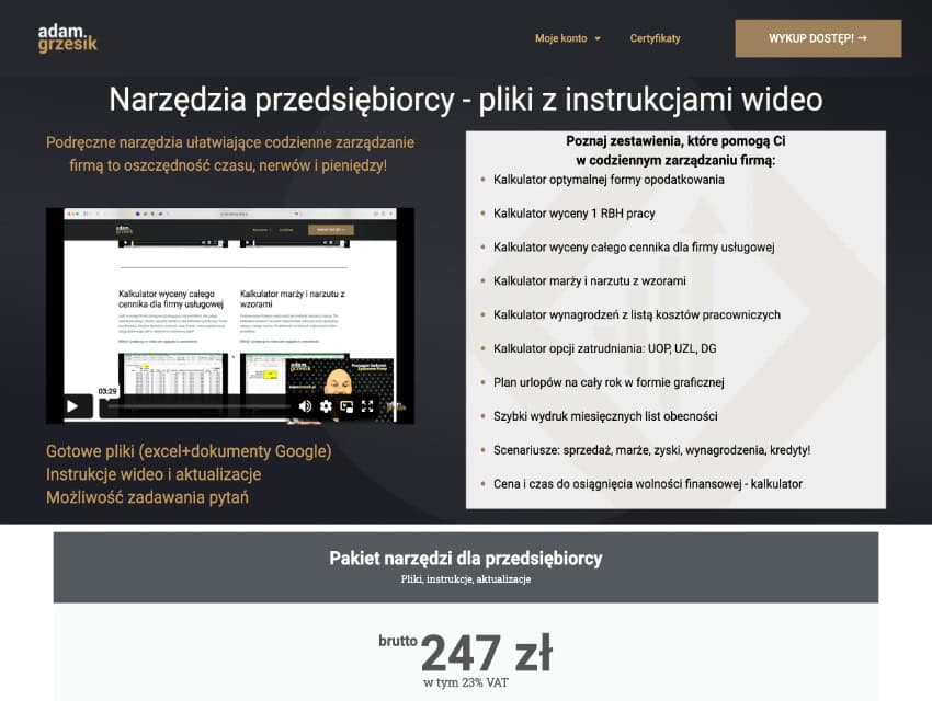 pojedynczy szablon czy kalkulator to czasem za mało na produkt cyfrowy – pakiet to co innego