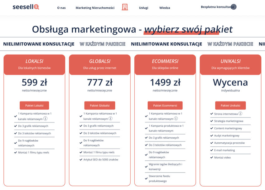 cennik pakiety seesell