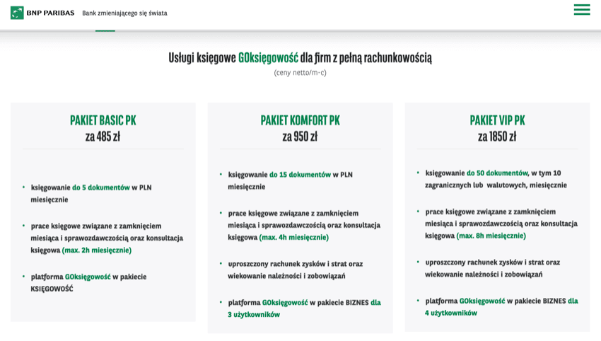 pakiety ksiegowosc bnp paribas