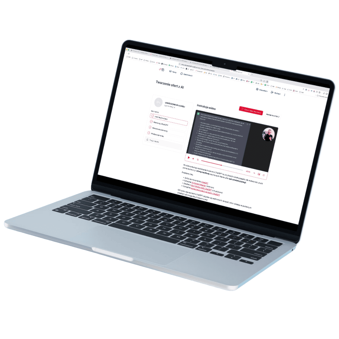 Tworzenie ofert z AI, podgląd platformy i komend na laptopie